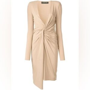 NWT Alexandre Vauthier Jersey Plunge V Midi Cocktail Dress FR40/US8 $3500 Retail